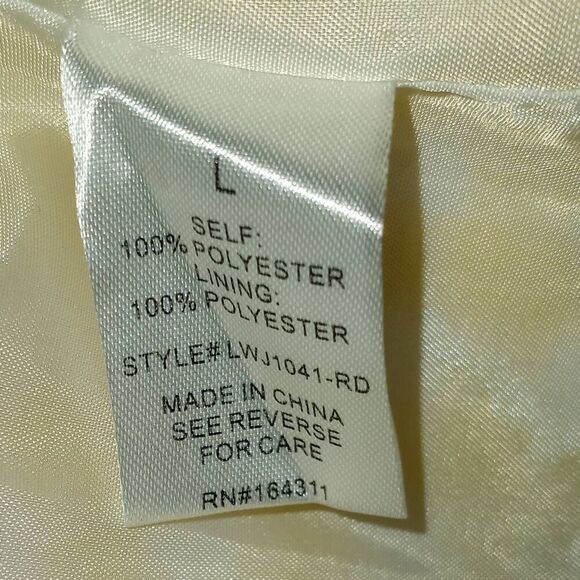 AURA RED DRESS YELLOW TWEED JACKET W/PEARL BUTTONS SZ.L NWOT. - Picture 9 of 10